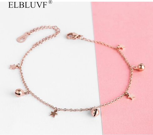 Stainless Steel Gold Rose Gold Plated Star Bells Summer Beach Chain Anklet Foot Jewelry Adjustable For Women in Kuwait