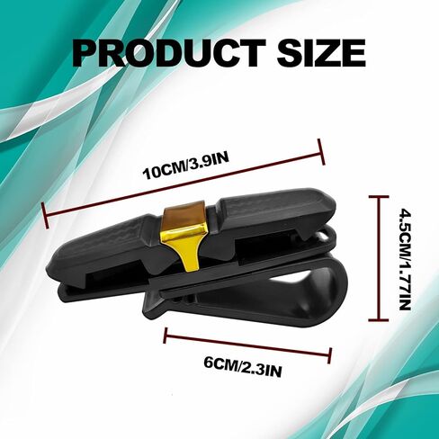 عبوتان من حاملي النظارات لواقي الشمس في السيارة، حامل نظارات شمسية بمشبك تعليق للنظارات للسيارة، مشبك ذو طرفين وحامل نظارات سيارة يدور 180 درجة، مشبك بطاقة تذكرة - ذهبي in Kuwait