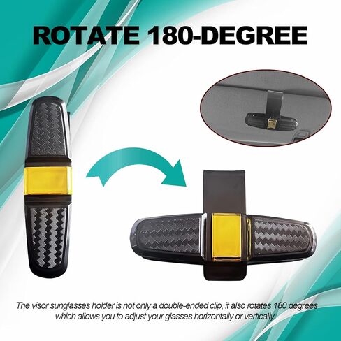 عبوتان من حاملي النظارات لواقي الشمس في السيارة، حامل نظارات شمسية بمشبك تعليق للنظارات للسيارة، مشبك ذو طرفين وحامل نظارات سيارة يدور 180 درجة، مشبك بطاقة تذكرة - ذهبي in Kuwait