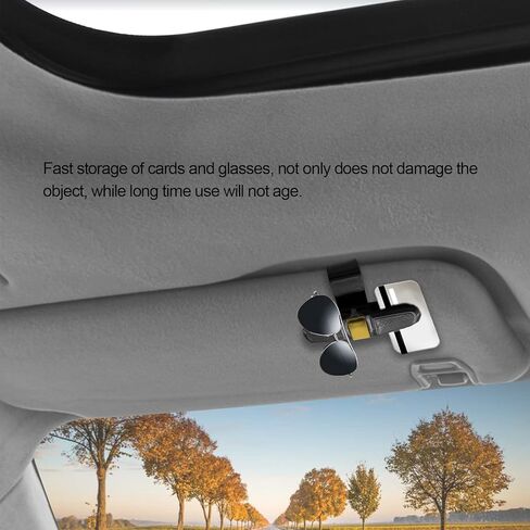 عبوتان من حاملي النظارات لواقي الشمس في السيارة، حامل نظارات شمسية بمشبك تعليق للنظارات للسيارة، مشبك ذو طرفين وحامل نظارات سيارة يدور 180 درجة، مشبك بطاقة تذكرة - ذهبي in Kuwait