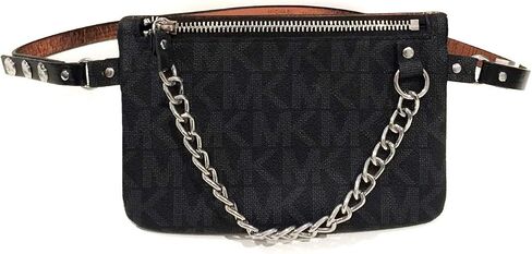 حزام مايكل كورس MK Fanny Pack مع سلسلة سحب، أسود/رمادي، صغير in Saudi Arabia