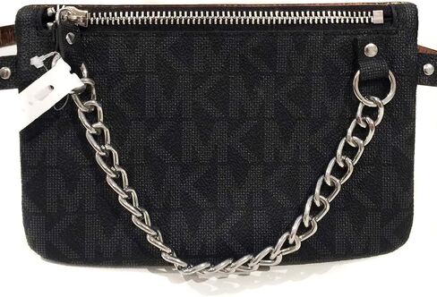 حزام مايكل كورس MK Fanny Pack مع سلسلة سحب، أسود/رمادي، صغير in Saudi Arabia