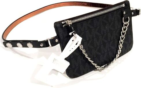 حزام مايكل كورس MK Fanny Pack مع سلسلة سحب، أسود/رمادي، صغير in Saudi Arabia