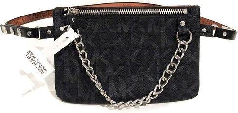 حزام مايكل كورس MK Fanny Pack مع سلسلة سحب، أسود/رمادي، صغير in Saudi Arabia