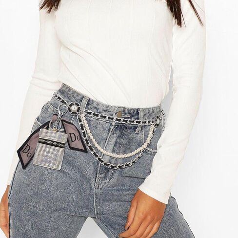 Navoky Waist Chain Bag Metal Belt Rhinestone Mini Coin Purse Belly Chain Pouch Removable Pack Adjustable for Women and Girls in Saudi Arabia