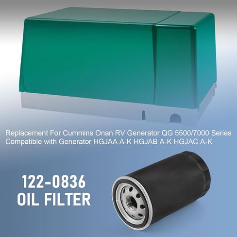 122-0836 Oil Filter Replacement For Cummins Onan RV Generator QG 5500/7000 Series HGJAC HGJAB HGJAA, Replaces 01220836 PH10027 B7238 PH2875 in Kuwait