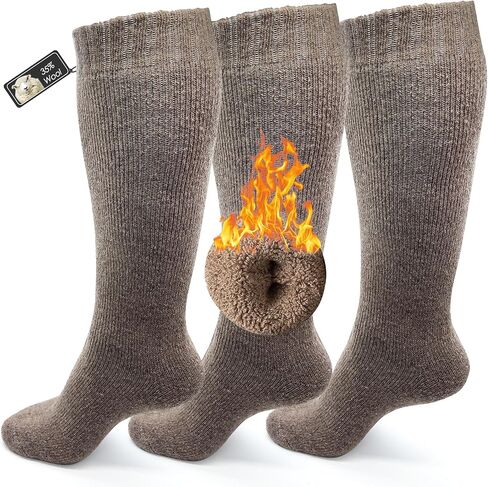 Thick Wool Socks for Women, 3 Pairs Knee High Socks, Thickened Socks Thermal Winter Socks for Outdoor Sports Winter Gifts in Saudi Arabia