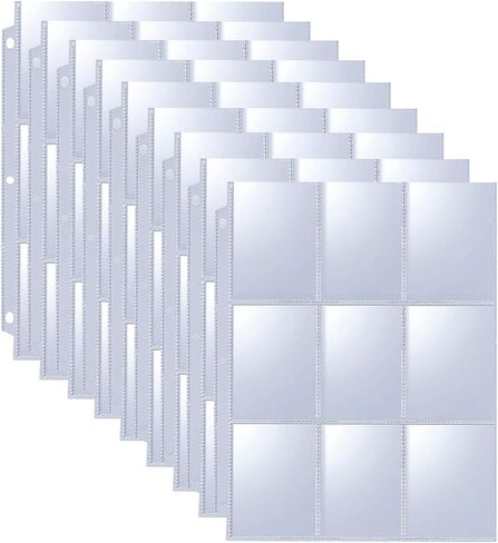 Seashell 900 Pockets Trading Card Binder Sleeves, 9-Pocket Double-Sided Card Sheets for 3 Ring Binder, Clear Card Page Protectors for Game Cards, Sports Cards, Coupons, Business Cards, 50 Pack in Saudi Arabia