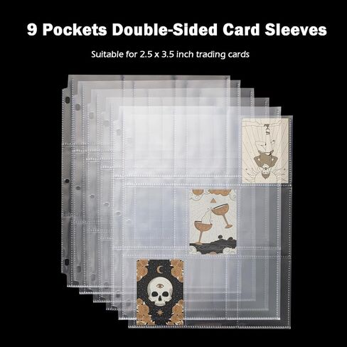 Seashell 900 Pockets Trading Card Binder Sleeves, 9-Pocket Double-Sided Card Sheets for 3 Ring Binder, Clear Card Page Protectors for Game Cards, Sports Cards, Coupons, Business Cards, 50 Pack in Saudi Arabia