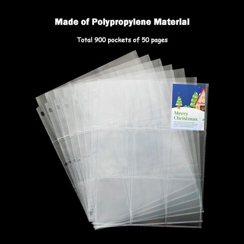 Seashell 900 Pockets Trading Card Binder Sleeves, 9-Pocket Double-Sided Card Sheets for 3 Ring Binder, Clear Card Page Protectors for Game Cards, Sports Cards, Coupons, Business Cards, 50 Pack in Saudi Arabia