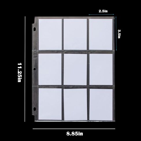 Seashell 900 Pockets Trading Card Binder Sleeves, 9-Pocket Double-Sided Card Sheets for 3 Ring Binder, Clear Card Page Protectors for Game Cards, Sports Cards, Coupons, Business Cards, 50 Pack in Saudi Arabia