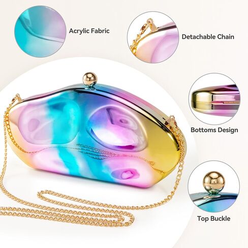 Tmore Acrylic Clutch Purses for Women Geometric Handbag with Chain Acrylic Evening Bag for Wedding in Saudi Arabia