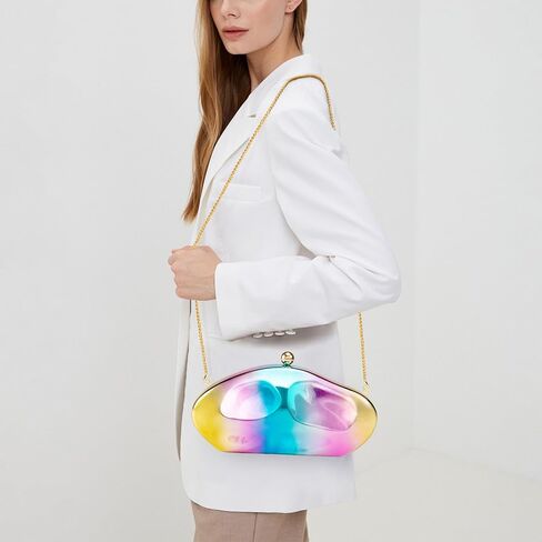 Tmore Acrylic Clutch Purses for Women Geometric Handbag with Chain Acrylic Evening Bag for Wedding in Saudi Arabia