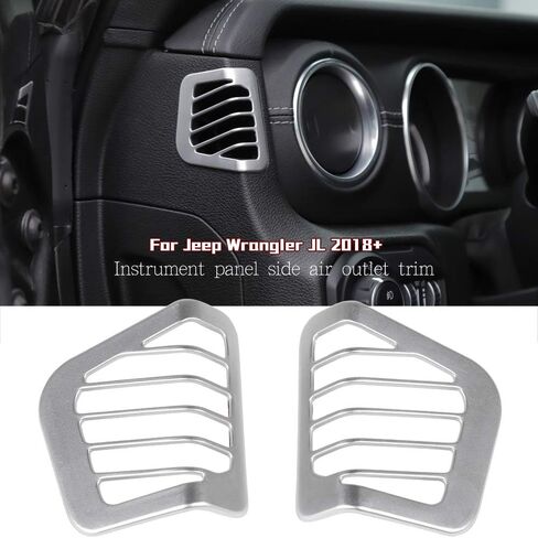 JeCar لـ JL Dash غطاء فتحة التهوية الجانبية ملحقات داخلية لسيارة 2018-2023 Jeep Wrangler JL JLU & Unlimited، لـ 2020-2023 Gladiator JT (فضي) in Saudi Arabia