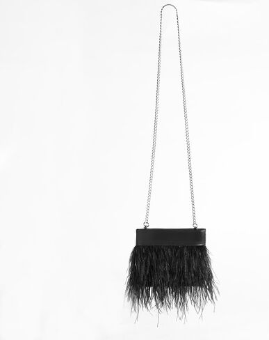 Women Natural Fluffy Ostrich Feather Evening Clutch Purse Shoulder Crossbody Bag in Saudi Arabia