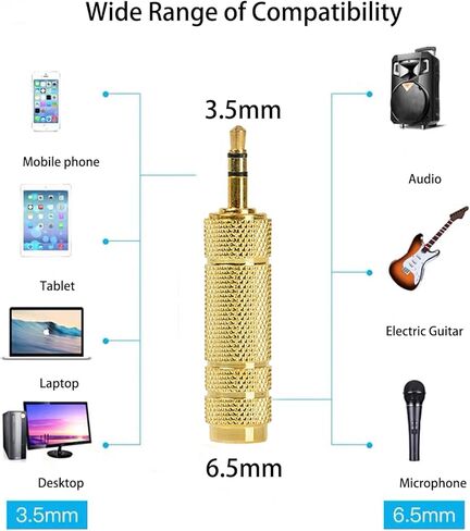 3.5mm to 1/4 Adapter and 1/4" to 1/8" Female Jack Audio Adapter 1/4 to 3.5mm Stereo Audio Adapter Jack Plug for Headphone （4pack） in Saudi Arabia