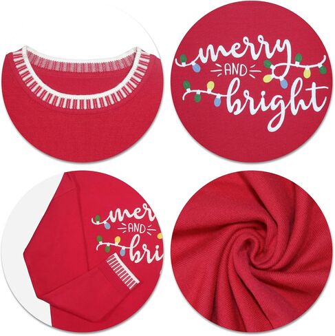 Christmas Sweaters for Women: Merry and Bright Sweatshirt Merry Christmas Long Sleeve Pullover Tops in Kuwait