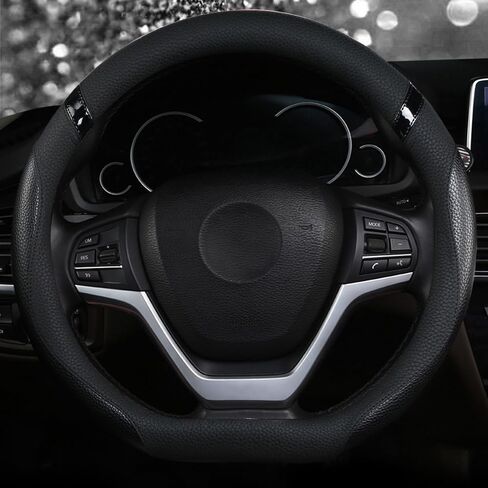 Cxtiy D-Shaped Flat Bottom Steering Wheel Cover for Women Girl - Stylish Car Accessory Non-Slip Car Interior Accessories (Pink) in Saudi Arabia