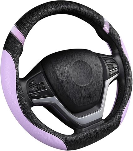 Cxtiy D-Shaped Flat Bottom Steering Wheel Cover for Women Girl - Stylish Car Accessory Non-Slip Car Interior Accessories (Pink) in Saudi Arabia