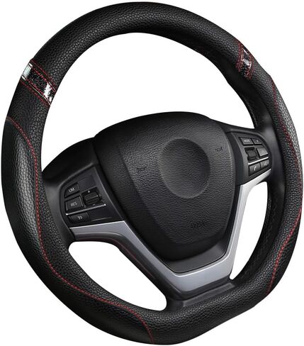 Cxtiy D-Shaped Flat Bottom Steering Wheel Cover for Women Girl - Stylish Car Accessory Non-Slip Car Interior Accessories (Pink) in Saudi Arabia