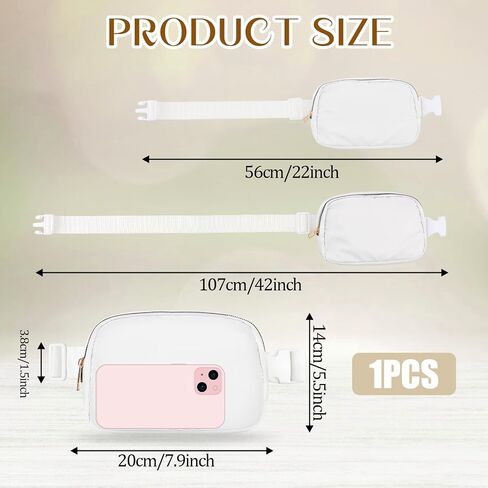 White Fanny Packs Waterproof Mini Belt Bag for Women and Men Waterproof Waist Pack with Adjustable Strap for Workout Running Traveling Hiking in Saudi Arabia