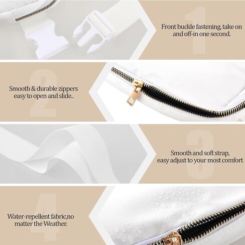 White Fanny Packs Waterproof Mini Belt Bag for Women and Men Waterproof Waist Pack with Adjustable Strap for Workout Running Traveling Hiking in Saudi Arabia