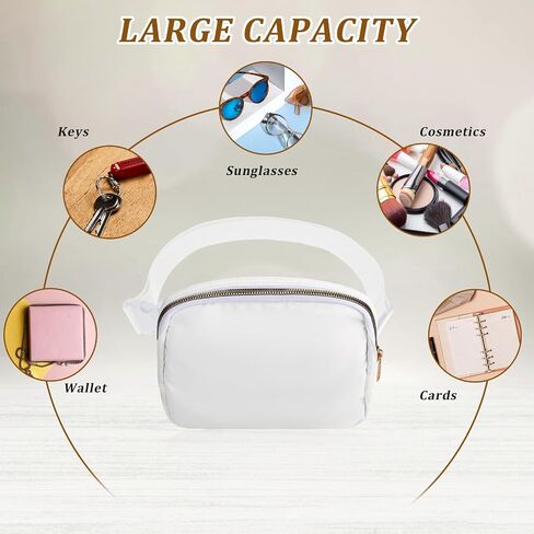 White Fanny Packs Waterproof Mini Belt Bag for Women and Men Waterproof Waist Pack with Adjustable Strap for Workout Running Traveling Hiking in Saudi Arabia