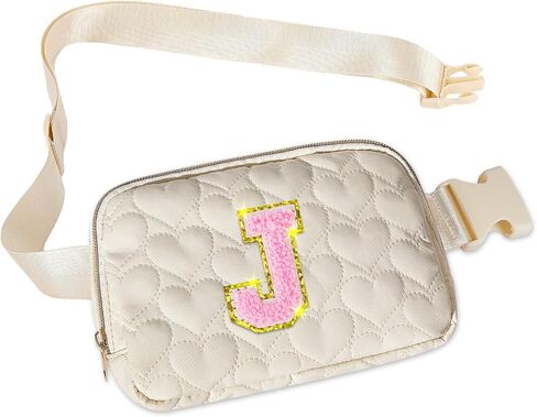 Basumee Fanny Pack for Girls Heart-quilted Letter Belt Bag Crossbody Bags with Smooth Zipper Waist Bag for Women Teen Girl Fanny Packs, Pink, A in Saudi Arabia