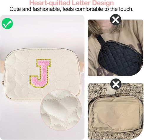 Basumee Fanny Pack for Girls Heart-quilted Letter Belt Bag Crossbody Bags with Smooth Zipper Waist Bag for Women Teen Girl Fanny Packs, Pink, A in Saudi Arabia
