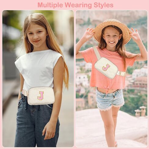 Basumee Fanny Pack for Girls Heart-quilted Letter Belt Bag Crossbody Bags with Smooth Zipper Waist Bag for Women Teen Girl Fanny Packs, Pink, A in Saudi Arabia