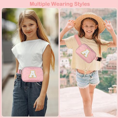 Basumee Fanny Pack for Girls Heart-quilted Letter Belt Bag Crossbody Bags with Smooth Zipper Waist Bag for Women Teen Girl Fanny Packs, Pink, A in Saudi Arabia