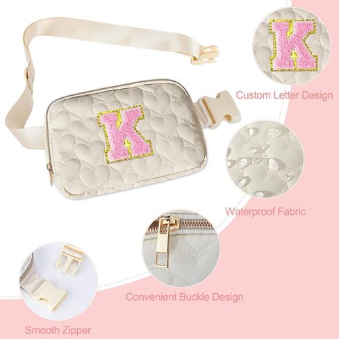 Basumee Fanny Pack للفتيات حقيبة حزام مبطنة على شكل قلب وحقائب كروس مع حقيبة خصر بسحاب ناعم للنساء المراهقات، وردي، A in Kuwait