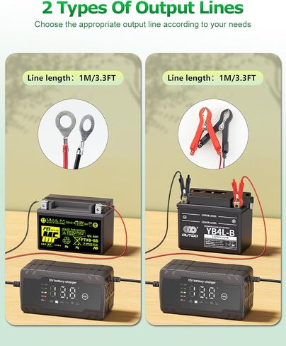 شاحن بطارية 12 فولت 6 أمبير شاحن هزيل ذكي لبطارية السيارة شاحن بطارية سيارة محمول 12 قدم 8 مراحل للحفاظ على بطارية السيارة مع تعويض درجة الحرارة لجزازات العشب ببطارية الرصاص الحمضية in Kuwait