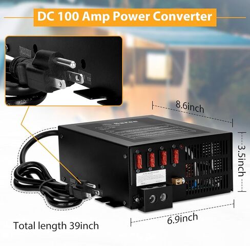 PM4 45A RV Power Converter with Built-in 4 Stage Smart Battery Charger for 110V AC to 12V DC Power Converter, with Adjustable Output of 13.2V to 14.6V, Suitable for Charging in Various Scenarios in Kuwait