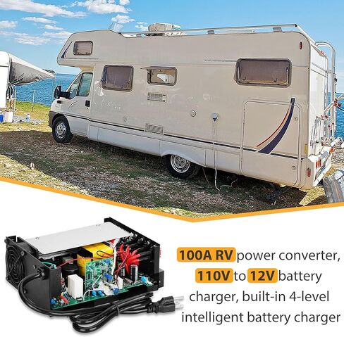 PM4 45A RV Power Converter with Built-in 4 Stage Smart Battery Charger for 110V AC to 12V DC Power Converter, with Adjustable Output of 13.2V to 14.6V, Suitable for Charging in Various Scenarios in Kuwait