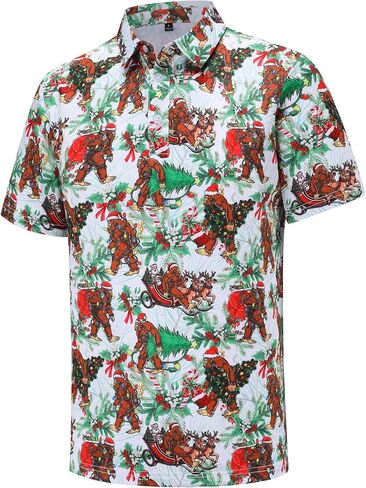 Christmas Shirts for Men Short Sleeve Santa Claus Funny Christmas Golf Polo Shirts in Saudi Arabia