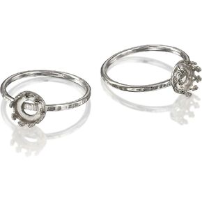 2 Pcs Sterling Silver Ring Setting - 6mm Round Bezel Cup Size 5 - Blank Rings for Jewelry Making - Perfect Sterling Silver Blanks and Ring Blanks for Resin and Stones - Ring Making Supplies
