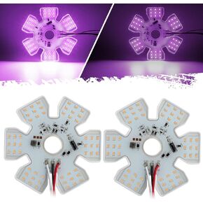 Partsam 2Pcs Ultra-Thin Hex Style Dual Function Interior 54 diode LED Air Breather Light 4.8" Decorative Air Cleaner Lamp for Peterbilt Kenworth Freightliner Trucks, Trailers, RVs IP67 12-30V (Purple)