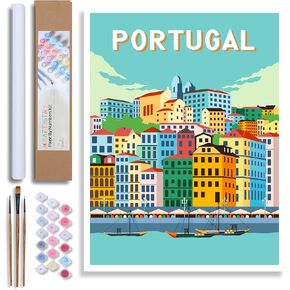 DIY Paint by Numbers Kit for Adults Canvas Beginner - 16" x 20" Country Painting with 3 Premium Paint Brushes, Acrylic Paint, Art Craft Kit, Easy Home Decor (Mexico)