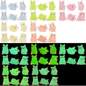 CCINEE 30pcs Luminous Mini Pig Miniauter Figures Glow in The Dark Resin Pig Figures Micro Fairy Ornaments Tiny Pigs Miniature for Bag Cake Topper Birthday Party Favors