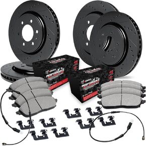 R1 Concepts Front Rear Brakes and Rotors Kit |Front Rear Brake Pads| Brake Rotors and Pads| Performance Off-Road Brake Pads and Rotors | Hardware Kit and Sensor WHVS2-47001