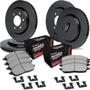 R1 Concepts Front Rear Brakes and Rotors Kit |Front Rear Brake Pads| Brake Rotors and Pads| Performance Off-Road Brake Pads and Rotors | Hardware Kit|fits 2010-2022 Lexus GX460; Toyota 4Runner