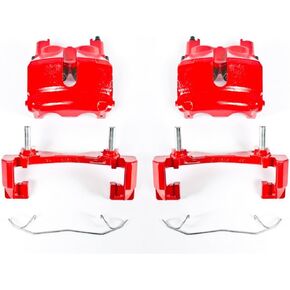 Power Stop Front S4810 Pair of High-Temp Red Powder Coated Calipers For Jeep Grand Cherokee 1999-2002 [Model Specific]