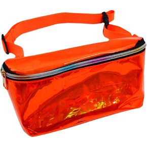 Goclothod Holographic Clear Fanny Pack Metallic Glitter Waist Bag Travel Sport Bum Bag Green