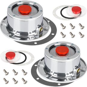 4 Pack 343-4009 Trailer Hub Caps with Oil Window Cover Kit 4 Set 3434009 Aluminum Hubcaps for Trailer Axle with Extra Rubber Plugs Replace for Stemco 343-4009 359-5990
