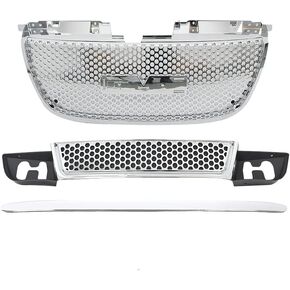 JX Racing*Accessories*Performance Compatible with 2007 2008 2009 2010 2011 2012 2013 GMC Yukon/Yukon XL 1500 Front Upper and Lower Grille and Hood Molding Trim Set black 3PCS in Kuwait