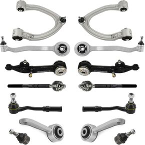 Suspension Front Control Arm Kit 14 Pcs Compatible with 2000-2006 Mercedes S Class W220 S350 S430 S500 S600 S55 AMG Upper and Lower Control Arm with Ball Joints, Tie Rod End, Sway Bar Link