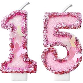 2.8" Blue Black Glitter Number Candles-Many Colors 15th 51st Birthday Gifts Birthday Decorations Birthday Candles Numbers Happy Birthday Candles for Cake 2 Candle for Women for Men (Blue Black)