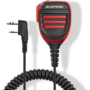BAOFENG BF-F8HP Microphone Speaker SQ27 Handheld Speaker for Two Way Radio Rainproof Upgrade of The Original BF Mic for GMRS Ham Radio 2Pin K Mic Compatible with UV-82 UV-S9 (Red-Dual PTT)