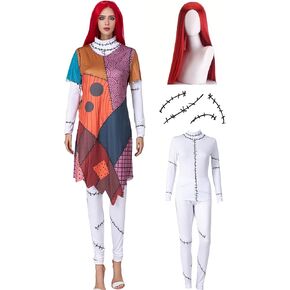 Halloween Costumes Adult Before Christmas Party Cosplay Women Long Sleeves Funny Printed Dress